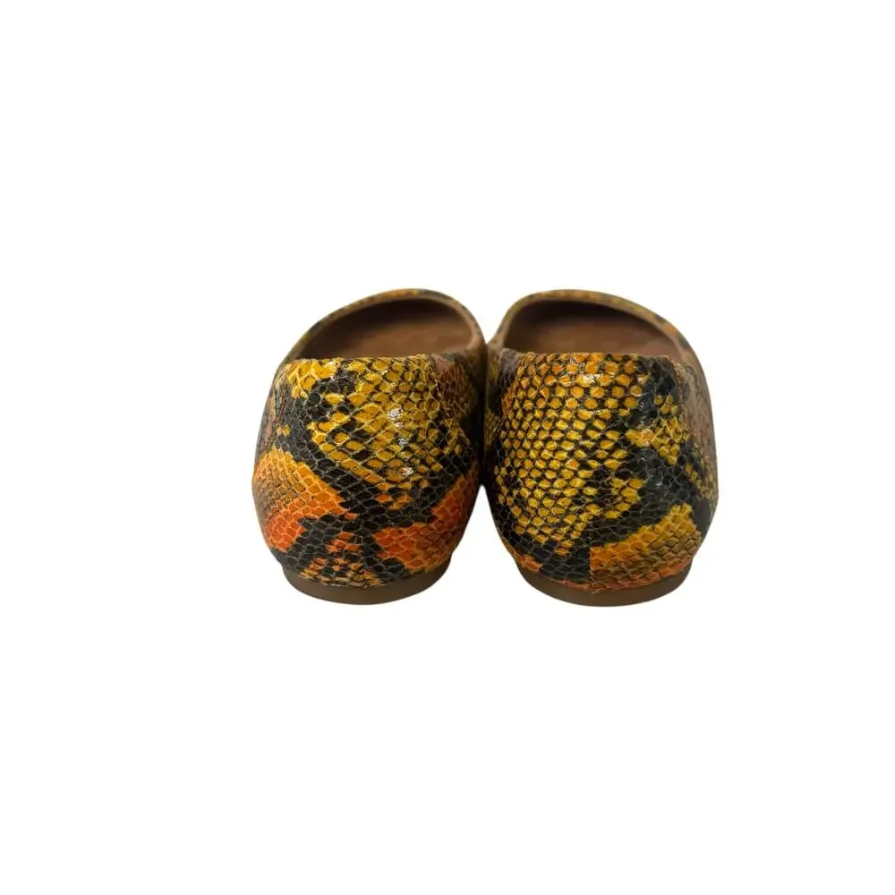 BOC Born Concepts Women’s Ballet Flat Yellow Black Snakeskin Print Shoes Size 6